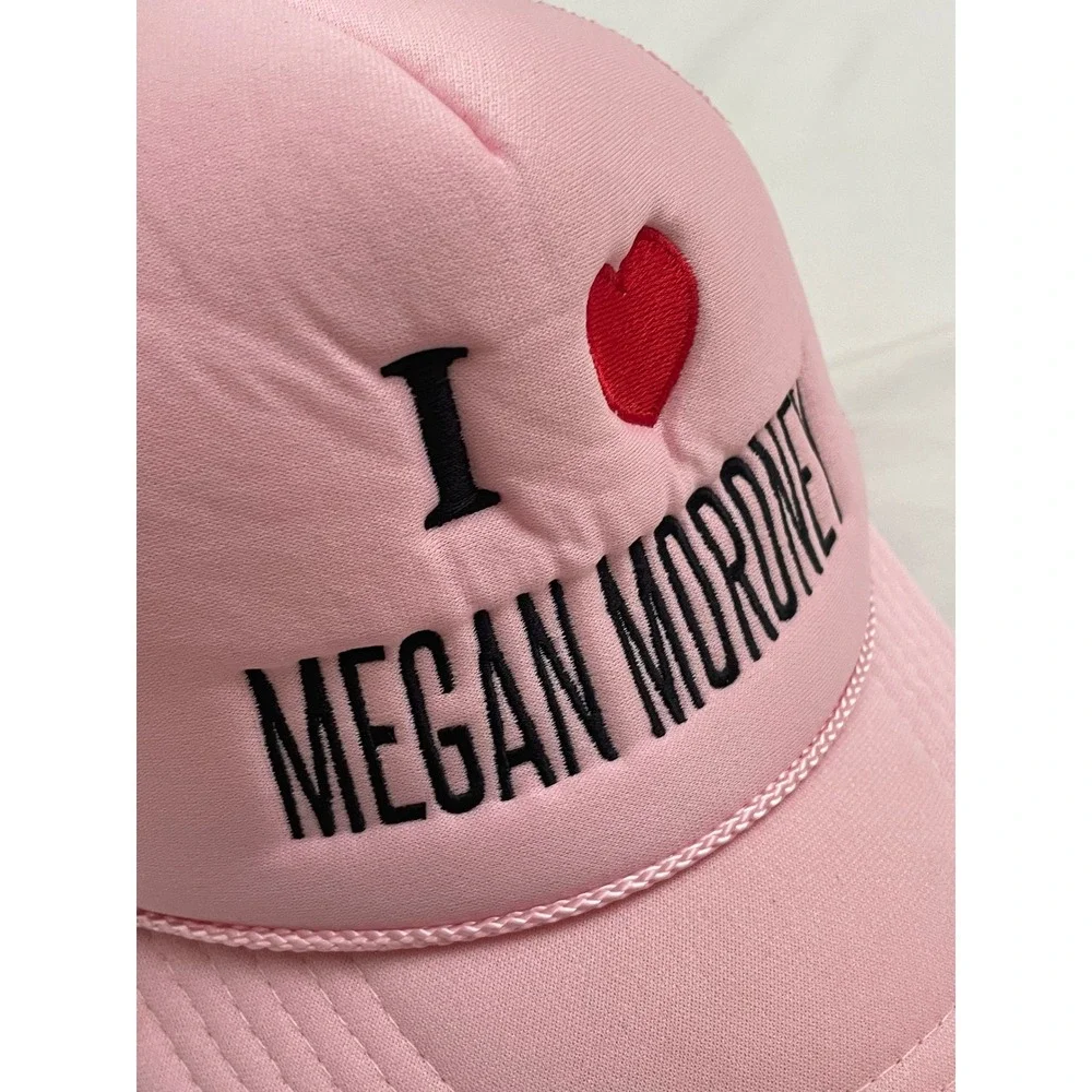 I Love Megan Moroney Emo Cowgirl Trucker Hat OSFM Pink Snapback Cap Tour Merch